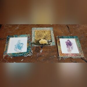 Colorful Handpainted Framed Art Set Of Crystals